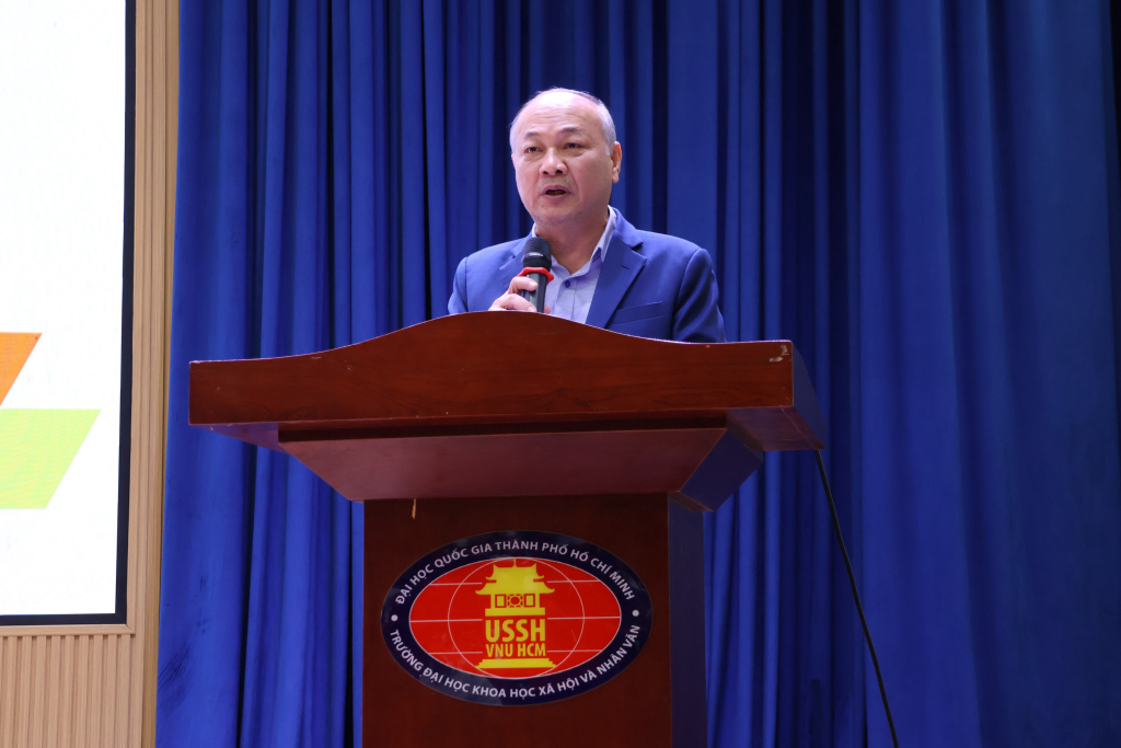  TS. Phan Thanh Định nhấn mạnh rằng Hội thảo nghiên cứu khoa học là một sự kiện tôn vinh trí tuệ, khát vọng sáng tạo và tinh thần học thuật nhân văn